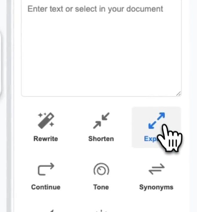 The WriteMate sidebar showing the Tone tool next to Continue and Synonyms